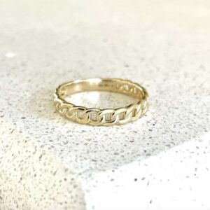 14K Yellow Gold Cuban Chain Ring. Mens or Ladies. Size 8. Never worn, brand new.