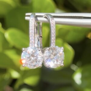 3.5 ct. TW Round Brilliant Diamond Stud Pave Drop Earrings set in 14k White Gold