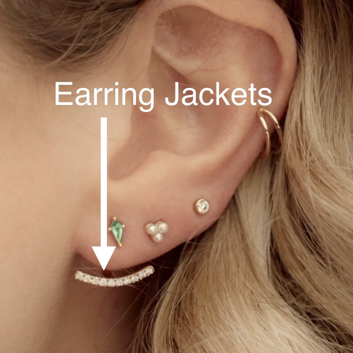 14K White Gold Diamond Curved Bar Earring Jackets with 1/5 ct Total Weight Lab Grown Diamond - Image 3