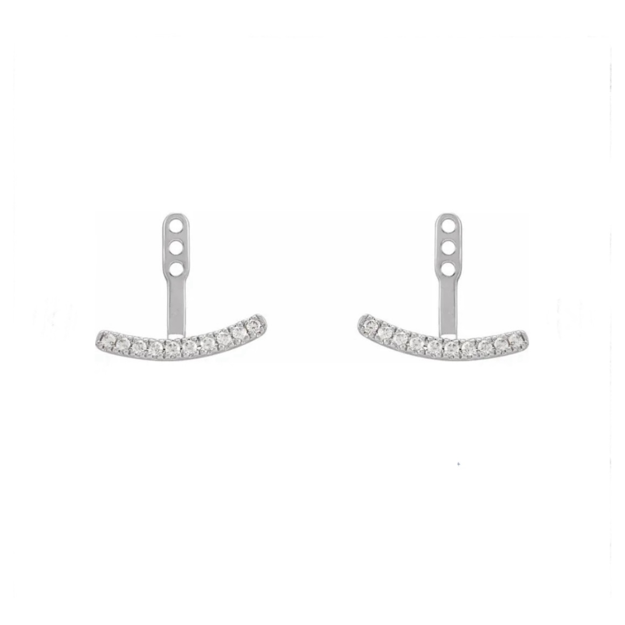 14K White Gold Diamond Curved Bar Earring Jackets with 1/5 ct Total Weight Lab Grown Diamond - Image 2