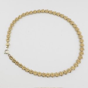 14K Yellow Gold Flower Anklet. 9.5" long. 5mm wide.