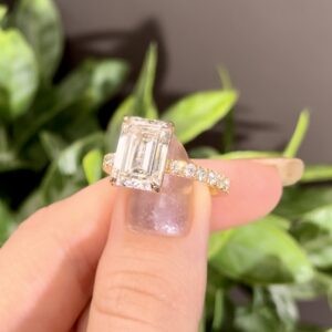 Emerald Cut Hidden Halo Accent
